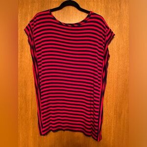 Yala bamboo tunic, red and navy striped, large